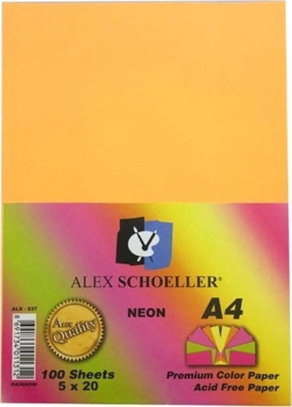 alex schoeller ALEX FOTOKOPİ KAĞIDI A4 FOSFORLU KARIŞIK 100 LÜ ALX-837 - Image 1