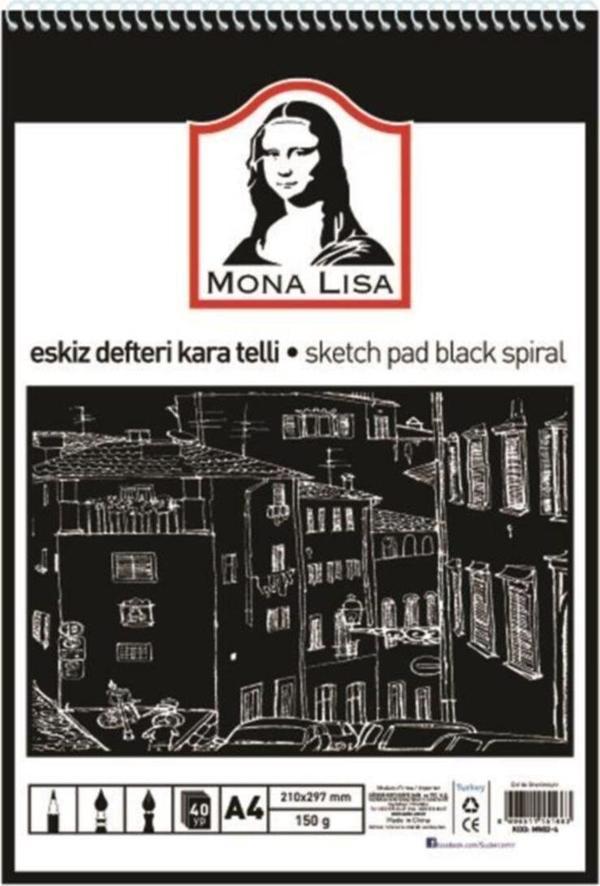 Südor Monalisa Eskiz Defteri Kara Telli A4 150 Gram 40 Yaprak Mn02-4 - Image 1