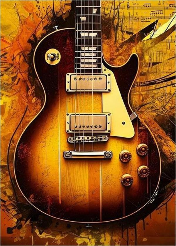 Klasik Elektro Gitar Tasarım Ahşap Tablo - Image 1