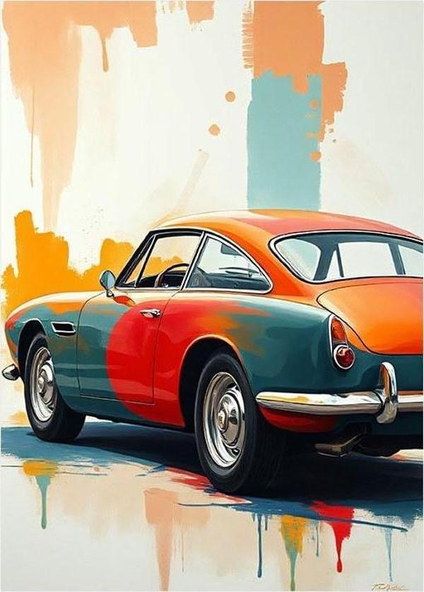 Retro Klasik Araba Tasarım Ahşap Tablo - Image 1