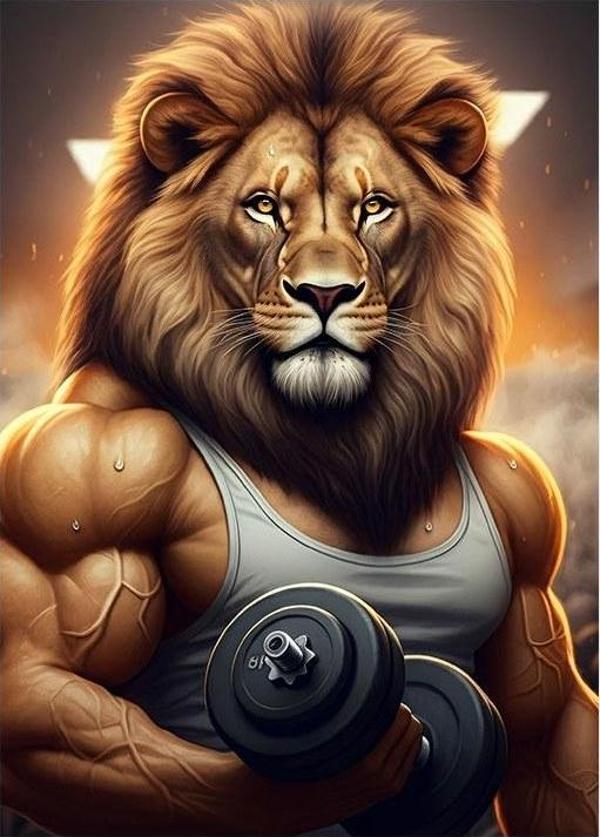 Ağırlık Kaldıran Aslan Mdf Tablo - Image 1
