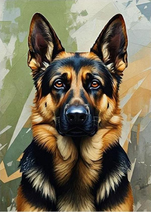 Alman Çoban Köpeği Portresi Art Mdf Poster - Image 1