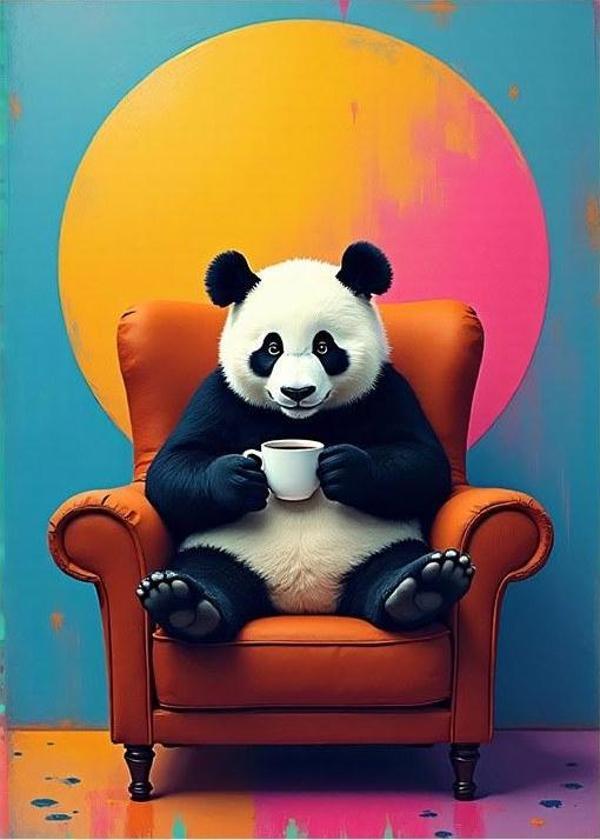 Koltuğunda Oturan Panda Dekoratif ahşap Tablo - Image 1