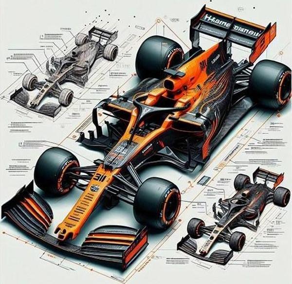 Formula 1 Yarış Arabası Desenli Ahşap Tablo - Image 1