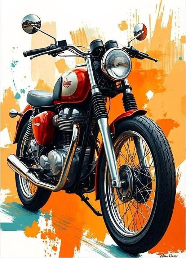 Kırmızı Retro Motosiklet Dekoratif ahşap Tablo - Image 1