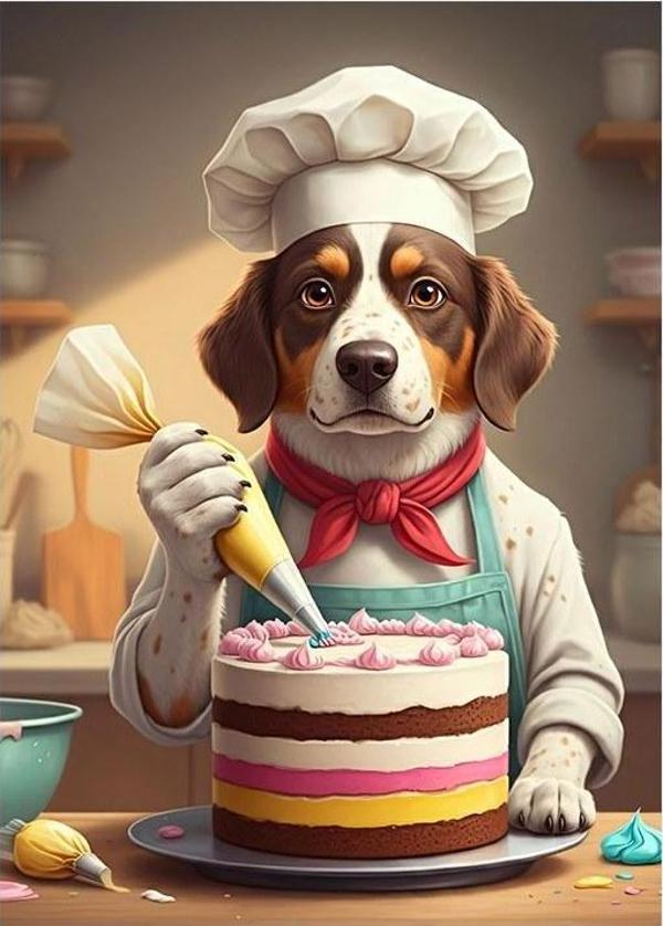 Pastacı Köpek Şef Art Mdf Poster - Image 1