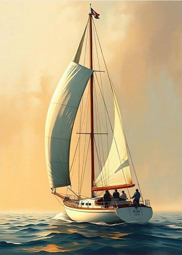 Yelkenli Deniz Manzarası Model Ahşap Tablo - Image 1
