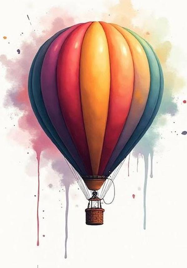 Renkli Sıcak Hava Balonu Hediyelik Ahşap Tablo - Image 1