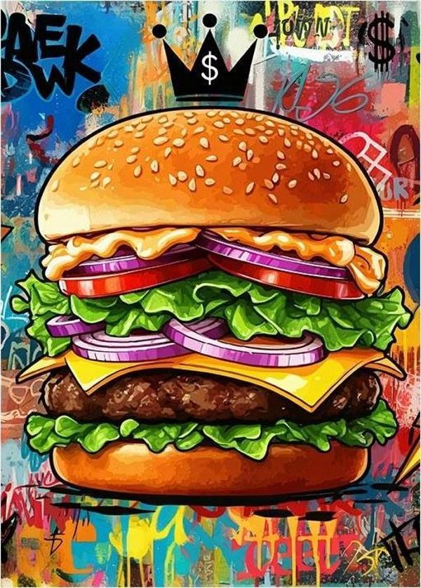 Katlı Dev Hamburger Dekoratif ahşap Tablo - Image 1