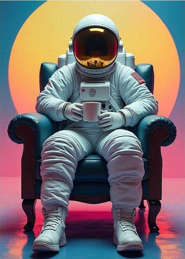 Koltukta Oturan Astronot Modern Mdf Tablo - Image 1