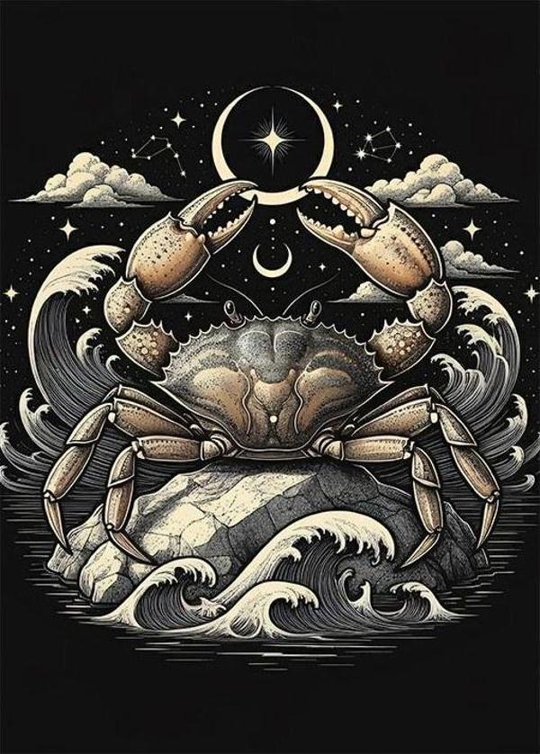 Yengeç Burcu Çizimi Mdf poster - Image 1