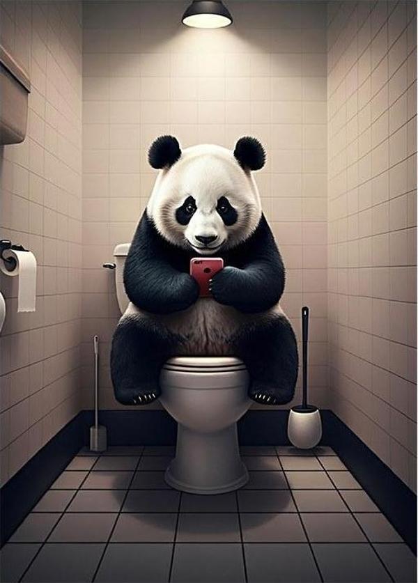 Tuvalette Panda Dekoratif Mdf Tablo - Image 1