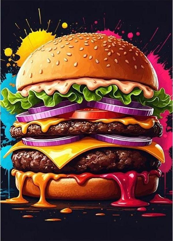 Renkli Hamburger Model Mdf tablo - Image 1