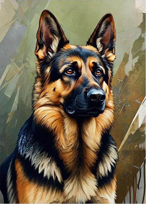 Alman Çoban Köpeği Portresi Art Mdf Poster - Image 1
