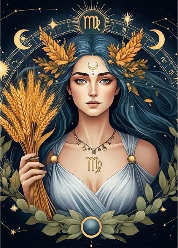 Başak Burcu Simgesi Tasarım Ahşap Tablo - Image 1
