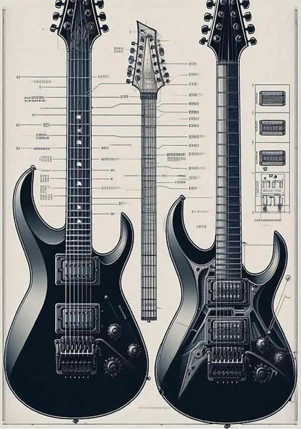 Siyah Gitar İhtişamı Art Mdf Poster - Image 1