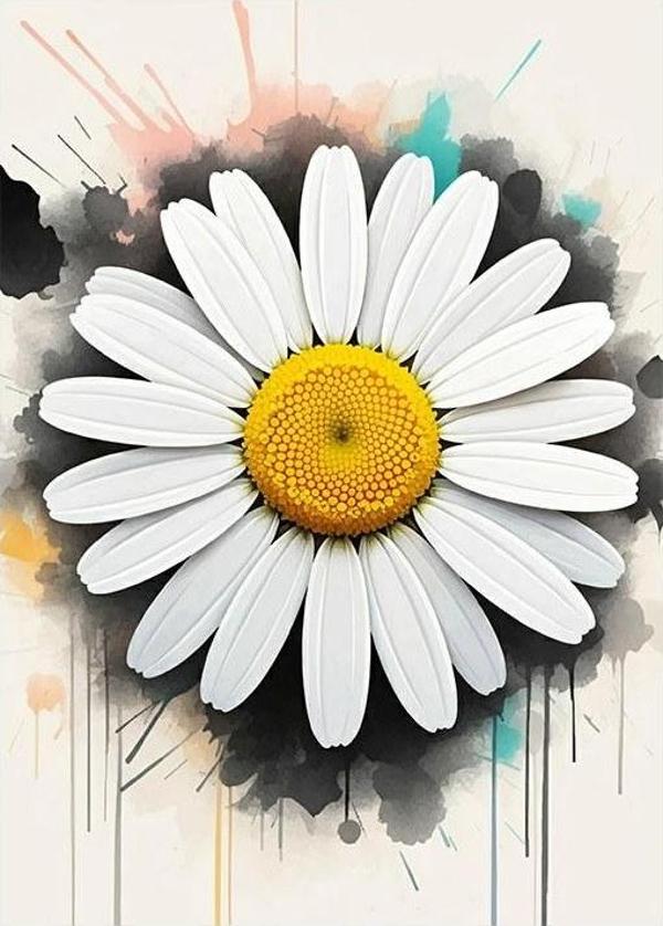 Modern Papatya Çizimi Dekoratif Mdf Tablo - Image 1