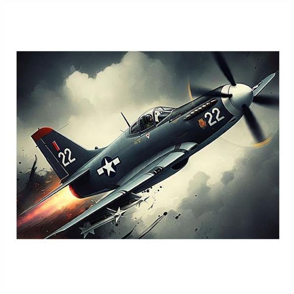 Askeri Uçak Uçuşu Tasarım Ahşap Tablo 35cm X50cm - Image 1