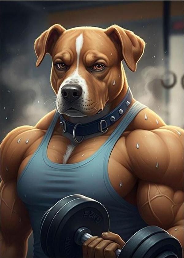Kaslı Köpek Gücü Hediyelik Ahşap Tablo - Image 1