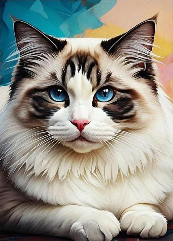 Masum Bakışlı Kedi Modern Ahşap Tablo - Image 1