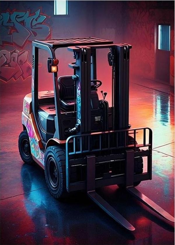 Parlayan Forklift Gücü Desenli Ahşap Tablo - Image 1
