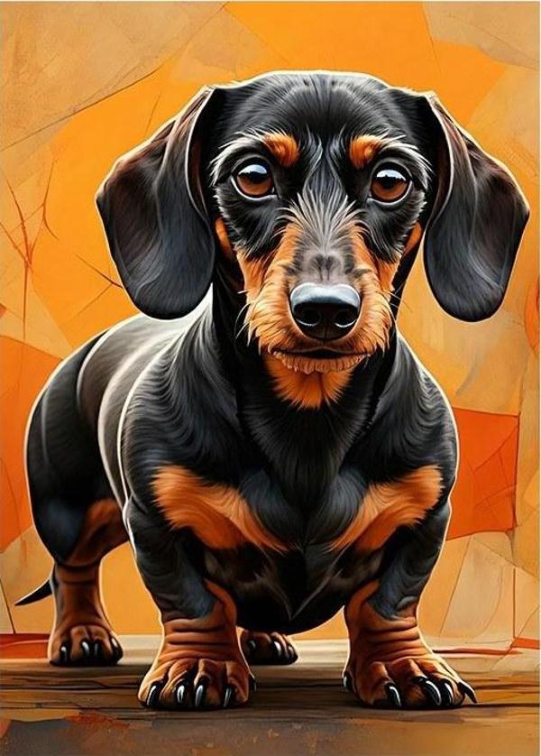 Sevimli Dachshund Köpek Art Mdf Tablo - Image 1