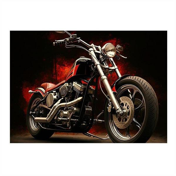 Siyah Klasik Motosiklet Art Mdf Poster 50cmX 70cm - Image 1