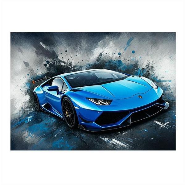 Mavi Lamborghini Spor Araba Modern Mdf Tablo 50cmX 70cm - Image 1