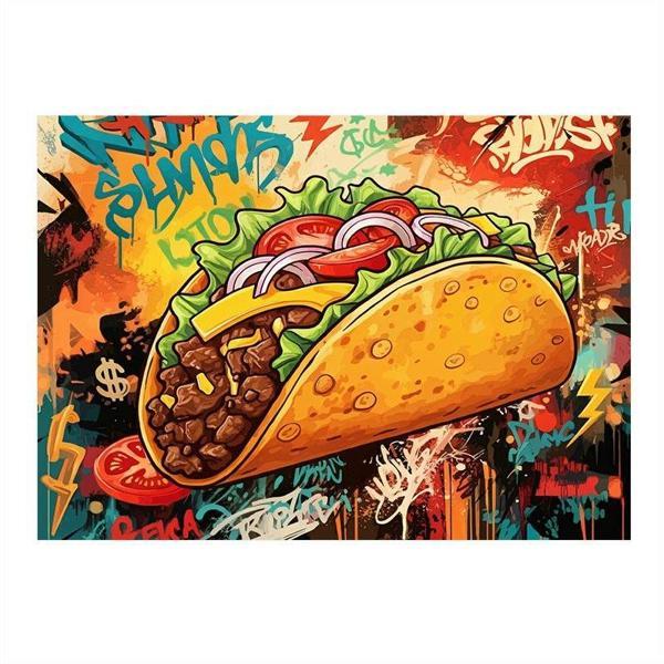 Renkli Taco İllüstrasyonu Desenli Mdf Tablo 35cm X50cm - Image 1