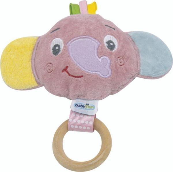 Babyjem Ahşap Halkalı Küçük Oyuncak Fil Gül Kurusu - Image 1