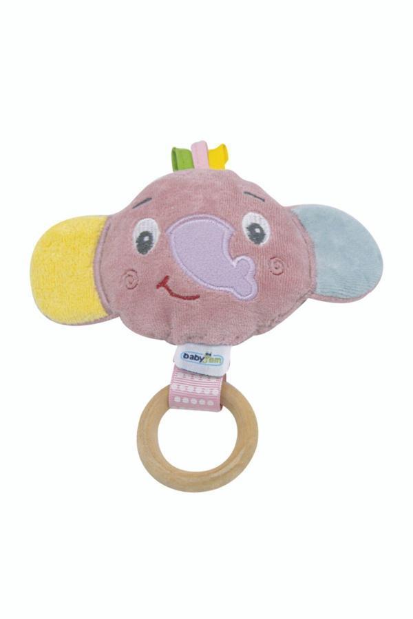 Babyjem Ahşap Halkalı Küçük Oyuncak Fil Gül Kurusu - Image 1