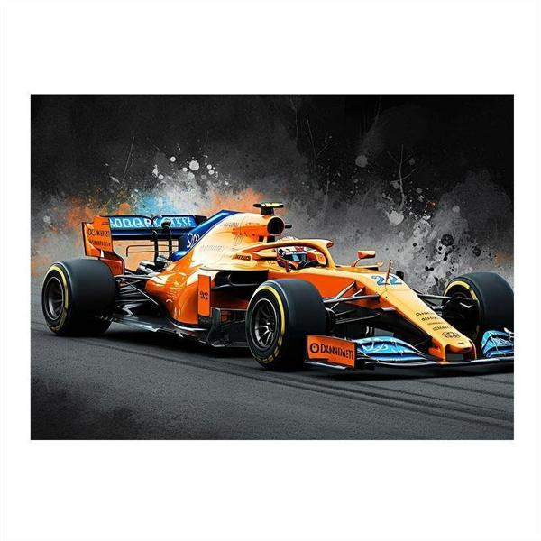 Turuncu Formula 1 Aracı Dekoratif Mdf Tablo 35cm X50cm - Image 1