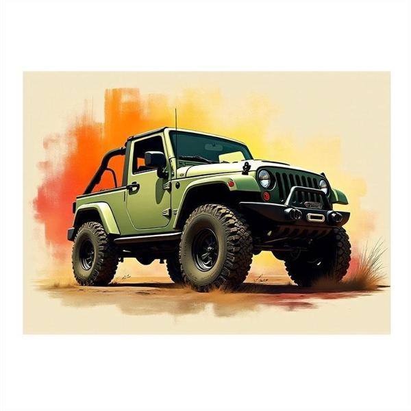 Sarı Off-Road Jeep Desenli Mdf Tablo 35cm X50cm - Image 1