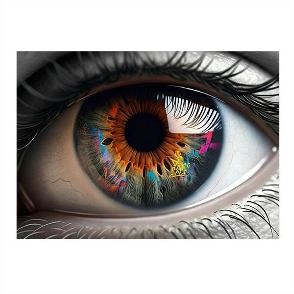 Renkli Göz Detayı İllüstrasyonu Art Mdf Poster 35cm X50cm - Image 1
