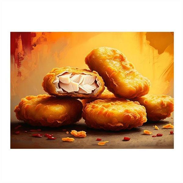 Kızarmış Nugget Tabak Hediyelik Ahşap Tablo 25cmX 35cm - Image 1
