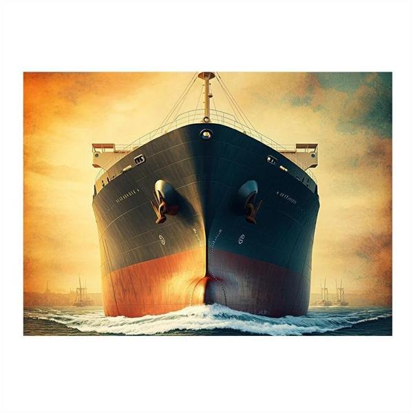Yük Gemisi Limanda Hediyelik Ahşap Tablo 35cm X50cm - Image 1
