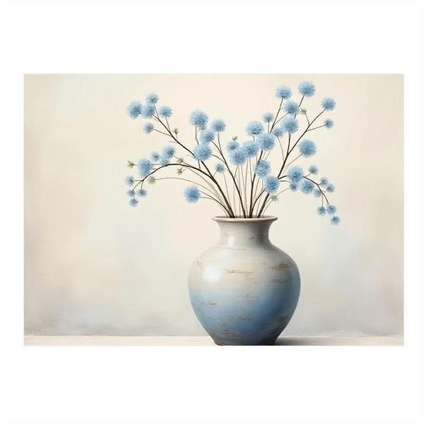 Beyaz Çiçek Vazosu Tasarım Ahşap Tablo 25cmX 35cm - Image 1