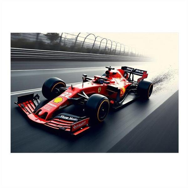 Yarış Pistinde Formula 1 Arabası Model Ahşap Tablo 35cm X50cm - Image 1