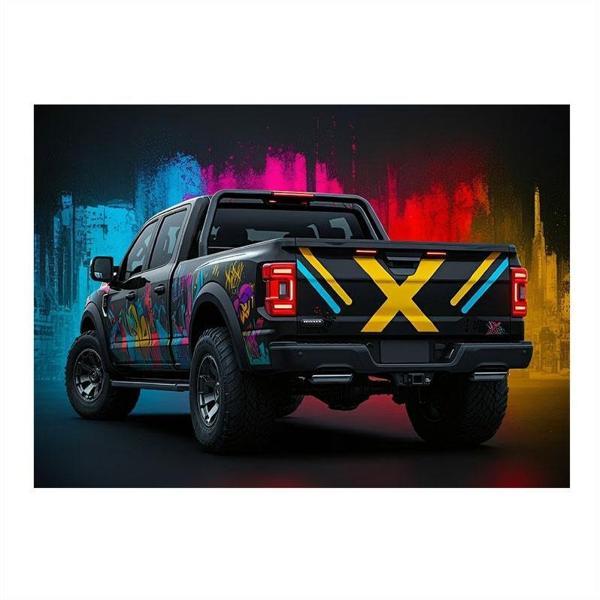 Grafitili Kamyonet Tasarımı Desenli Mdf Tablo 50cmX 70cm - Image 1