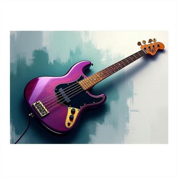 Mor Elektro Gitar Tasarımı Dekoratif Mdf Tablo 50cmX 70cm - Image 1