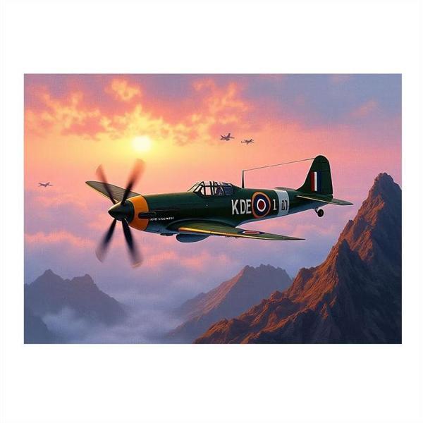 Uçan Pervaneli Savaş Uçağı Art Mdf Poster 25cmX 35cm - Image 1