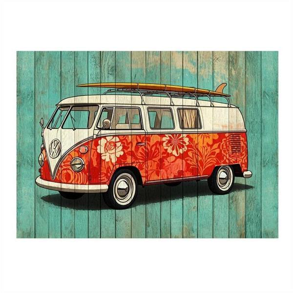 Renkli Retro Minibüs Tasarımı Modern Mdf Tablo 35cm X50cm - Image 1