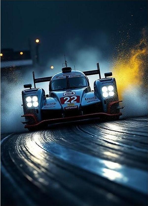 Gece Yarışı Spor Araba Art Mdf Poster - Image 1