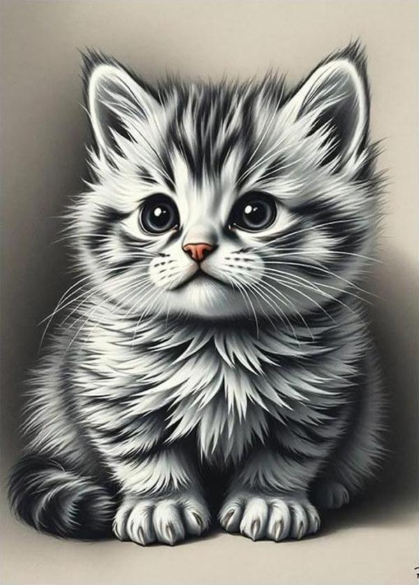Yavru Kedi Portresi Tasarım Ahşap Tablo - Image 1