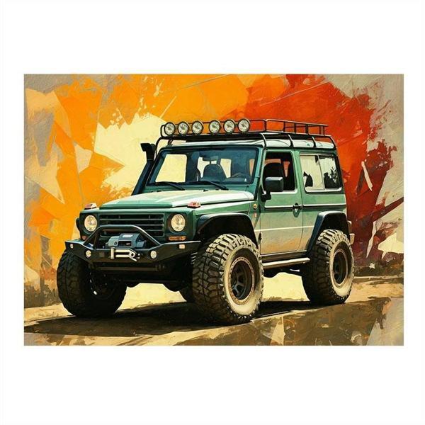 Yeşil Off-Road Jeep Tasarımı Art Mdf Poster 25cmX 35cm - Image 1
