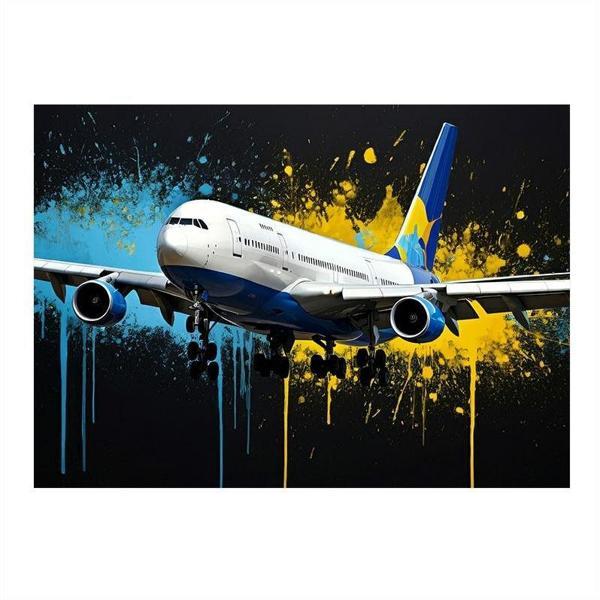 Kalkış Yapan Yolcu Uçağı Model Ahşap Tablo 50cmX 70cm - Image 1