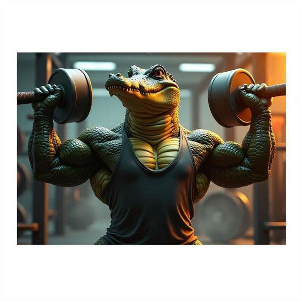 Halter Kaldıran Timsah Figürü Mdf Tablo 50cmX 70cm - Image 1