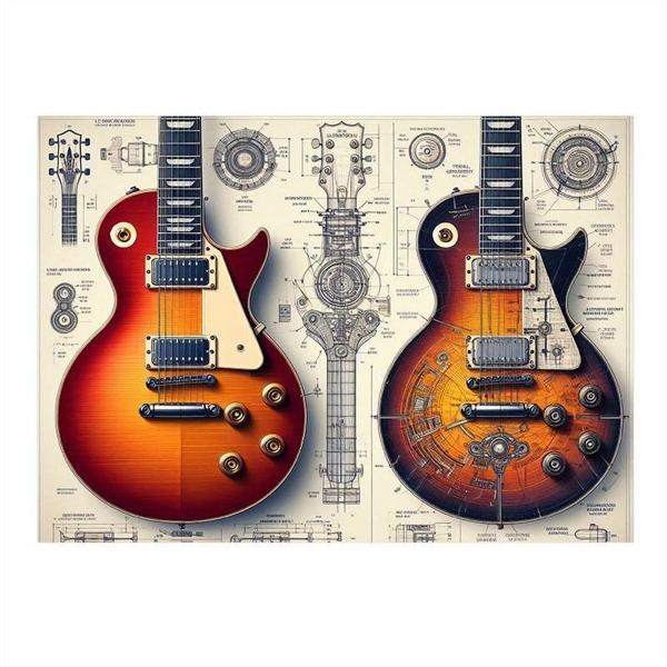 Çift Elektro Gitar Tasarımı Art Mdf Tablo 35cm X50cm - Image 1
