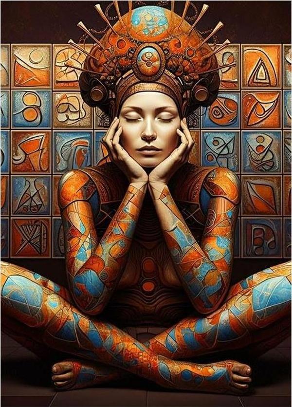 Meditasyon Yapan Kadın Model Ahşap Tablo - Image 1