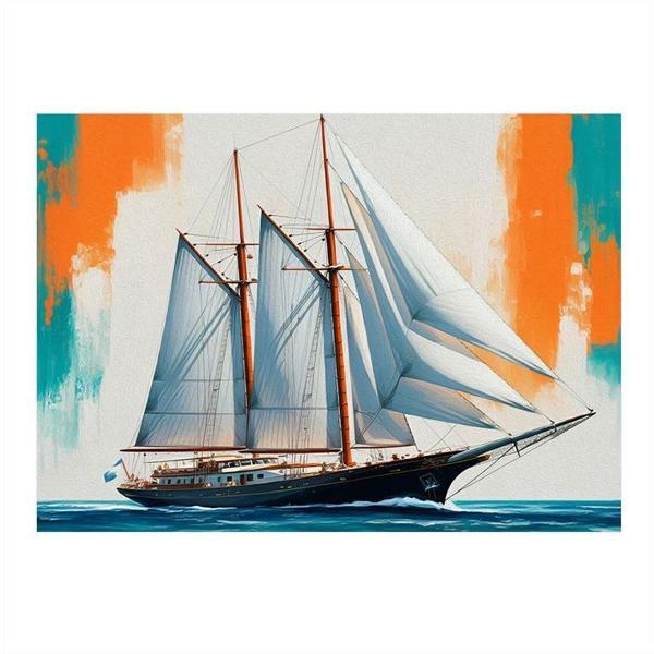 Yelkenli Gemi İllüstrasyonu Model Mdf tablo 35cm X50cm - Image 1
